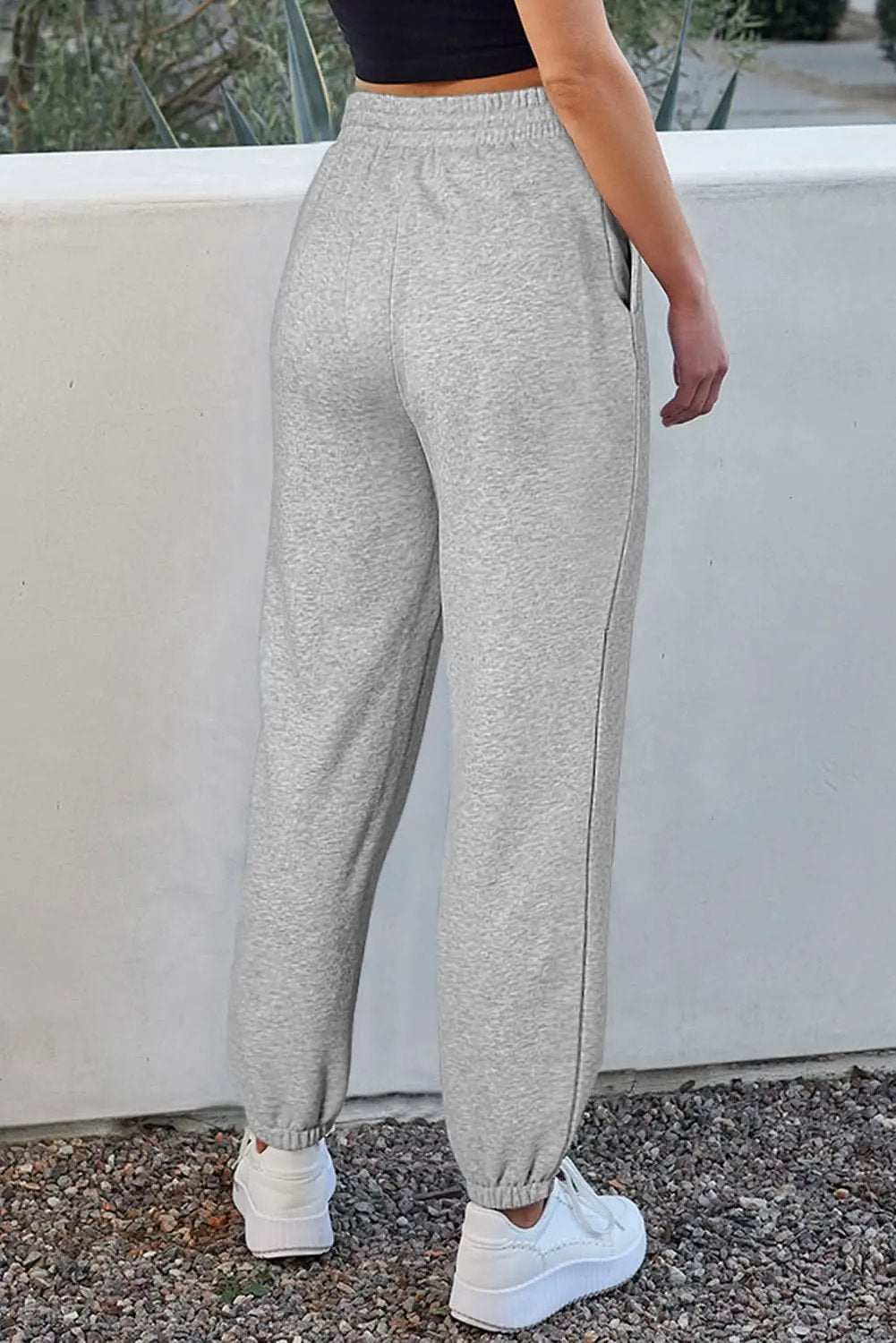 Light grey fleece-lined joggers - Love Salve